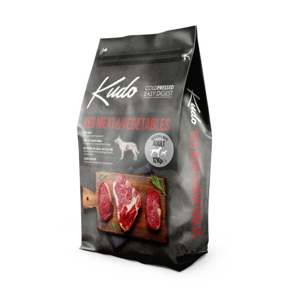 Kudo Red Meat & Vegetables Medium Maxi Adult sausas maistas suaugusiems šunims 12 kg - Image 1