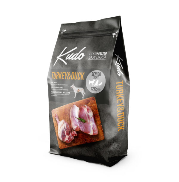 Kudo Turkey & Duck Senior Light sausas maistas vyresniems šunims 12 kg - Image 1