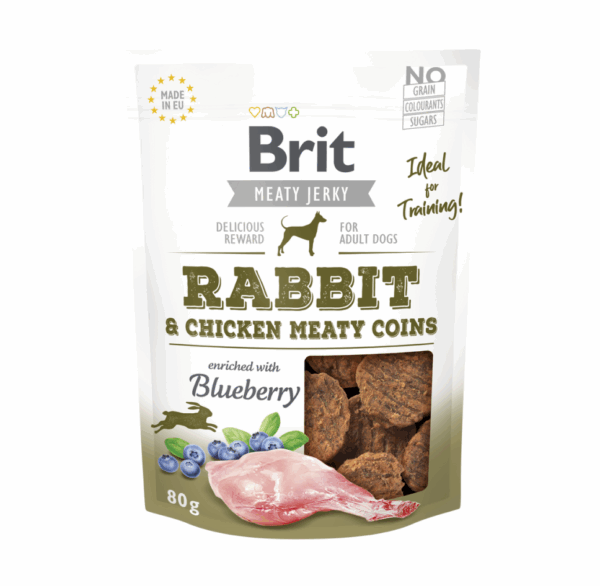 Brit Jerky Rabbit Meaty Coins skanėstas 80 g - Image 1