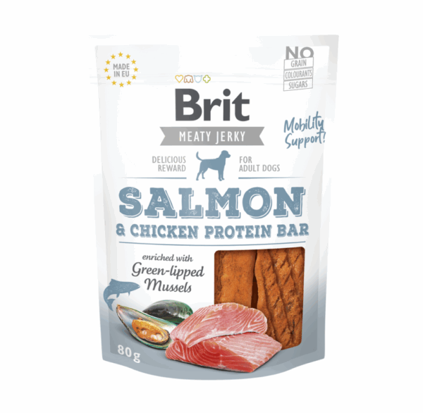 Brit Jerky Salmon Protein Bar skanėstas 80 g - Image 1