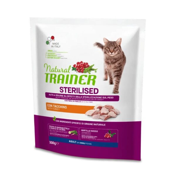 NATURAL TRAINER Cat Adult Sterilised TURKEY su kalakutiena 300g - Image 1