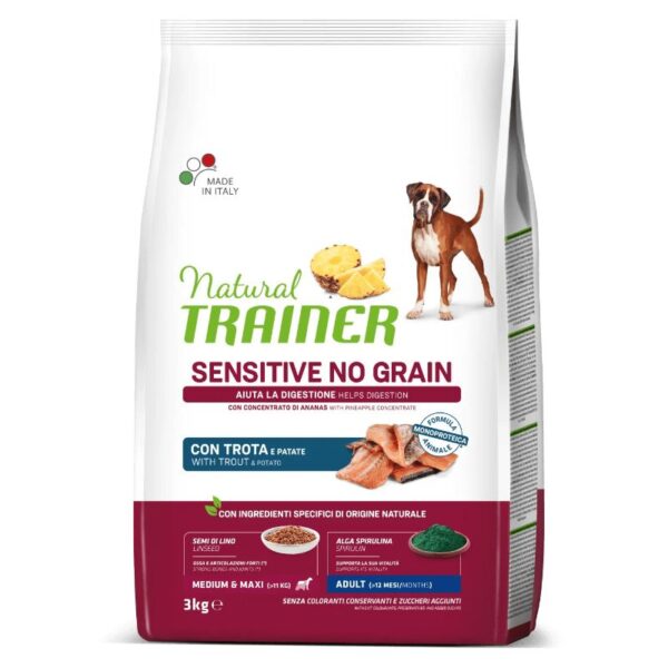 NT ADULT DOG SENSITIVE NO GRAIN M/M TROUT upėtakis 3kg (4) - Image 1