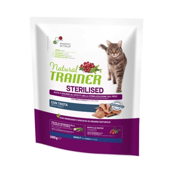 NATURAL TRAINER Cat adult Sterilised TROUT su upėtakiu 300g - Image 1