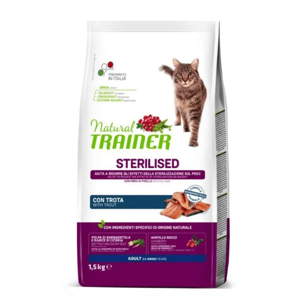 NATURAL TRAINER Cat adult Sterilised TROUT su upėtakiu 1.5kg (6) - Image 1