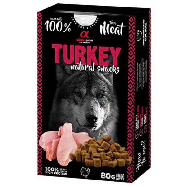 Alpha Spirit Natural Dog skanėstai šunims su kalakutiena 80g (6) - Image 1