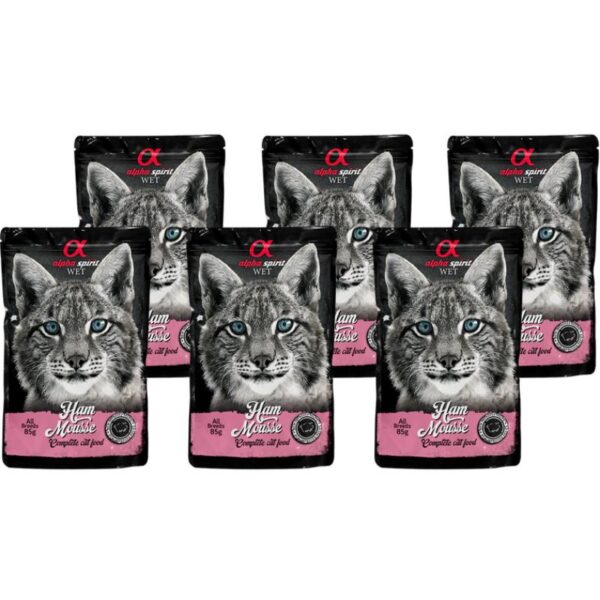 Alpha Spirit Wet putėsiai katėms su kumpiu 85g 6vnt - Image 1