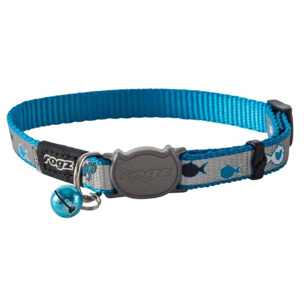 ROGZ Reflecto antkaklis katei mėlynas su žuvytėmis 11mm/20-31cm - Image 1