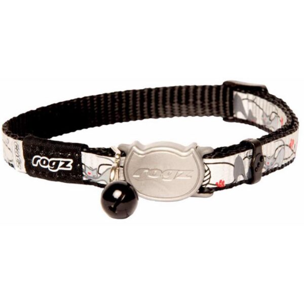 ROGZ Reflecto antkaklis katei juodas su katėm 11mm 20-31cm - Image 1