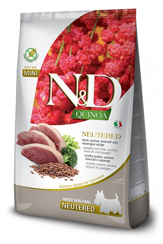 0005870_f38647-farmina-nd-quinoa-dog-dry-neutered-duck-broccoliasparagus-adult-mini-7-kg.jpeg FARMINA N&D QUINOA - DOG Dry NEUTERED Duck Broccoli&Asparagus ADULT MINI 7 kg - Image 1